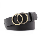Belt - Double Ring Women Belt Fashion Waist Belt PU Leather Metal Buckle Heart Pin Belts For Ladies Leisure Dress Jeans Wild Waistband