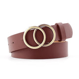 Belt - Double Ring Women Belt Fashion Waist Belt PU Leather Metal Buckle Heart Pin Belts For Ladies Leisure Dress Jeans Wild Waistband