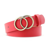 Belt - Double Ring Women Belt Fashion Waist Belt PU Leather Metal Buckle Heart Pin Belts For Ladies Leisure Dress Jeans Wild Waistband
