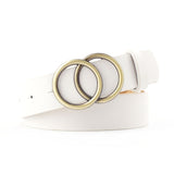 Belt - Double Ring Women Belt Fashion Waist Belt PU Leather Metal Buckle Heart Pin Belts For Ladies Leisure Dress Jeans Wild Waistband