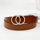 Belt - Double Ring Women Belt Fashion Waist Belt PU Leather Metal Buckle Heart Pin Belts For Ladies Leisure Dress Jeans Wild Waistband