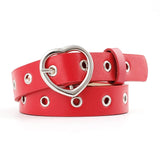 Belt - Double Ring Women Belt Fashion Waist Belt PU Leather Metal Buckle Heart Pin Belts For Ladies Leisure Dress Jeans Wild Waistband