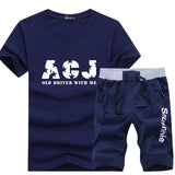Set Men - Fashion Shorts Set Men 2020 Summer 2pc Tracksuit Short SweatShirt + Shorts Sets Beach Mens Casual Tee Shirts Set Sportswears
