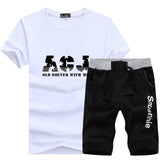 Set Men - Fashion Shorts Set Men 2020 Summer 2pc Tracksuit Short SweatShirt + Shorts Sets Beach Mens Casual Tee Shirts Set Sportswears