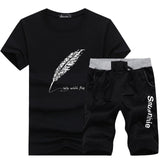 Set Men - Fashion Shorts Set Men 2020 Summer 2pc Tracksuit Short SweatShirt + Shorts Sets Beach Mens Casual Tee Shirts Set Sportswears