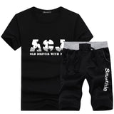 Set Men - Fashion Shorts Set Men 2020 Summer 2pc Tracksuit Short SweatShirt + Shorts Sets Beach Mens Casual Tee Shirts Set Sportswears
