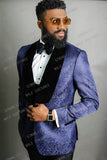 Suit Men - 2020 Peaked Lapel Slim Fit Black Gold Jacquard Smoking Tuxedo Groom Dinner Party Suit Men 3 Piece Wedding Dress Best Man Suit