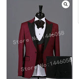 Suit Men - 2020 Peaked Lapel Slim Fit Black Gold Jacquard Smoking Tuxedo Groom Dinner Party Suit Men 3 Piece Wedding Dress Best Man Suit