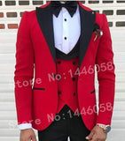 Suit Men - 2020 Peaked Lapel Slim Fit Black Gold Jacquard Smoking Tuxedo Groom Dinner Party Suit Men 3 Piece Wedding Dress Best Man Suit
