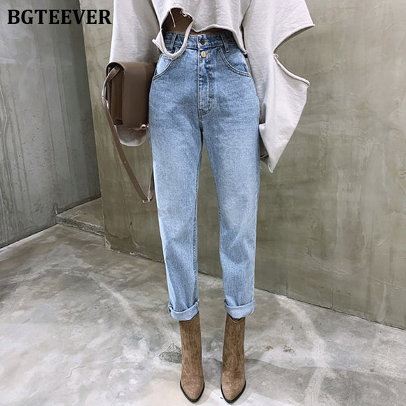 Women Jeans - Vintage High Waist Straight Jeans Pant for Women Street wear Loose Female Denim Jeans Buttons Zipper Ladies Jeans 2020