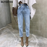 Women Jeans - Vintage High Waist Straight Jeans Pant for Women Street wear Loose Female Denim Jeans Buttons Zipper Ladies Jeans 2020