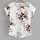 Women Shirt - Summer Fashion Floral Print Blouse Pullover Ladies O-Neck Tee Tops Female Women's Short Sleeve Shirt Blouses Femininas Clothing