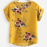 Women Shirt - Summer Fashion Floral Print Blouse Pullover Ladies O-Neck Tee Tops Female Women's Short Sleeve Shirt Blouses Femininas Clothing
