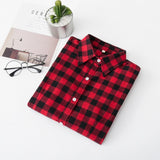 Women Shirt - 2020 Women Blouses Brand New Excellent Quality Flannel Red Plaid Shirt Women Cotton Casual Long Sleeve Shirt Tops Lady Clothes