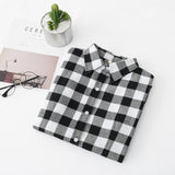 Women Shirt - 2020 Women Blouses Brand New Excellent Quality Flannel Red Plaid Shirt Women Cotton Casual Long Sleeve Shirt Tops Lady Clothes