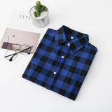 Women Shirt - 2020 Women Blouses Brand New Excellent Quality Flannel Red Plaid Shirt Women Cotton Casual Long Sleeve Shirt Tops Lady Clothes