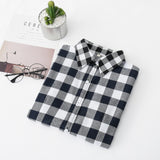 Women Shirt - 2020 Women Blouses Brand New Excellent Quality Flannel Red Plaid Shirt Women Cotton Casual Long Sleeve Shirt Tops Lady Clothes
