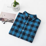 Women Shirt - 2020 Women Blouses Brand New Excellent Quality Flannel Red Plaid Shirt Women Cotton Casual Long Sleeve Shirt Tops Lady Clothes