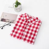 Women Shirt - 2020 Women Blouses Brand New Excellent Quality Flannel Red Plaid Shirt Women Cotton Casual Long Sleeve Shirt Tops Lady Clothes