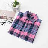Women Shirt - 2020 Women Blouses Brand New Excellent Quality Flannel Red Plaid Shirt Women Cotton Casual Long Sleeve Shirt Tops Lady Clothes