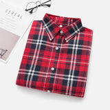 Women Shirt - 2020 Women Blouses Brand New Excellent Quality Flannel Red Plaid Shirt Women Cotton Casual Long Sleeve Shirt Tops Lady Clothes
