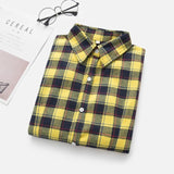 Women Shirt - 2020 Women Blouses Brand New Excellent Quality Flannel Red Plaid Shirt Women Cotton Casual Long Sleeve Shirt Tops Lady Clothes