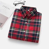 Women Shirt - 2020 Women Blouses Brand New Excellent Quality Flannel Red Plaid Shirt Women Cotton Casual Long Sleeve Shirt Tops Lady Clothes