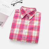 Women Shirt - 2020 Women Blouses Brand New Excellent Quality Flannel Red Plaid Shirt Women Cotton Casual Long Sleeve Shirt Tops Lady Clothes