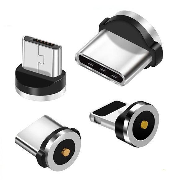 Adapters - Round Magnetic Cable plug Type C Micro USB C 8 pin Plugs Fast Charging Adapter Phone Microusb Type-C Magnet Charger Plug