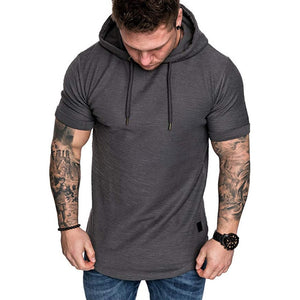 Sweatshirt Men - 2020 New Men Hoodies Sweatshirt Short Sleeve Men Casual Solid Color Hooded man hoody For male