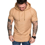 Sweatshirt Men - 2020 New Men Hoodies Sweatshirt Short Sleeve Men Casual Solid Color Hooded man hoody For male