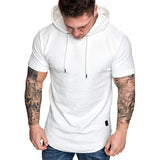 Sweatshirt Men - 2020 New Men Hoodies Sweatshirt Short Sleeve Men Casual Solid Color Hooded man hoody For male