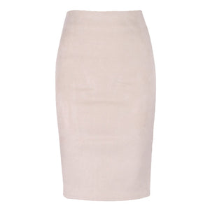 Women Skirt - Sexy Multi Color Suede Midi Pencil Skirt Women 2020 Fashion Elastic High Waist Office Lady Bodycon Skirts Saias