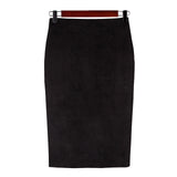Women Skirt - Sexy Multi Color Suede Midi Pencil Skirt Women 2020 Fashion Elastic High Waist Office Lady Bodycon Skirts Saias