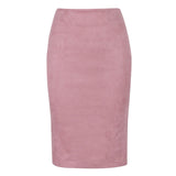 Women Skirt - Sexy Multi Color Suede Midi Pencil Skirt Women 2020 Fashion Elastic High Waist Office Lady Bodycon Skirts Saias