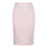 Women Skirt - Sexy Multi Color Suede Midi Pencil Skirt Women 2020 Fashion Elastic High Waist Office Lady Bodycon Skirts Saias