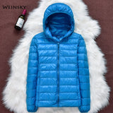 Women Jackets - Winter Women Ultralight Thin Down Jacket White Duck Down Hooded Jackets Long Sleeve Warm Coat Parka Female Portable Outwear