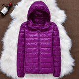 Women Jackets - Winter Women Ultralight Thin Down Jacket White Duck Down Hooded Jackets Long Sleeve Warm Coat Parka Female Portable Outwear