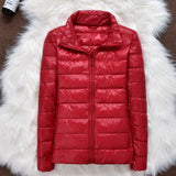 Women Jackets - Winter Women Ultralight Thin Down Jacket White Duck Down Hooded Jackets Long Sleeve Warm Coat Parka Female Portable Outwear