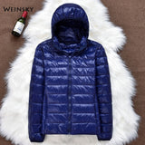 Women Jackets - Winter Women Ultralight Thin Down Jacket White Duck Down Hooded Jackets Long Sleeve Warm Coat Parka Female Portable Outwear