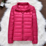 Women Jackets - Winter Women Ultralight Thin Down Jacket White Duck Down Hooded Jackets Long Sleeve Warm Coat Parka Female Portable Outwear