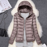 Women Jackets - Winter Women Ultralight Thin Down Jacket White Duck Down Hooded Jackets Long Sleeve Warm Coat Parka Female Portable Outwear