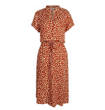 Women Dresses - Leopard Print Shirt Dress Women Casual Midi Holiday Summer Dress Female A-line Loose Women Beach Dress Vestidos