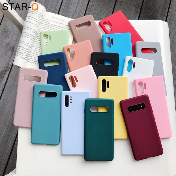 Back Cover - candy color silicone phone case for samsung galaxy note 10 9 8 s10 s10e s9 s8 s20 plus e galaxi matte soft tpu back cover cases