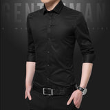 Shirt Men - Casual Social Formal shirt Men long Sleeve Shirt Business Slim Office Shirt male Cotton Mens Dress Shirts white 4XL 5XL