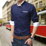 Shirt Men - Casual Social Formal shirt Men long Sleeve Shirt Business Slim Office Shirt male Cotton Mens Dress Shirts white 4XL 5XL