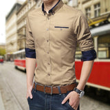 Shirt Men - Casual Social Formal shirt Men long Sleeve Shirt Business Slim Office Shirt male Cotton Mens Dress Shirts white 4XL 5XL