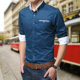 Shirt Men - Casual Social Formal shirt Men long Sleeve Shirt Business Slim Office Shirt male Cotton Mens Dress Shirts white 4XL 5XL