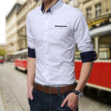 Shirt Men - Casual Social Formal shirt Men long Sleeve Shirt Business Slim Office Shirt male Cotton Mens Dress Shirts white 4XL 5XL