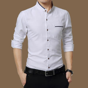 Shirt Men - Casual Social Formal shirt Men long Sleeve Shirt Business Slim Office Shirt male Cotton Mens Dress Shirts white 4XL 5XL
